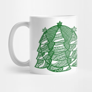 Spruce fir trees in green ink Mug